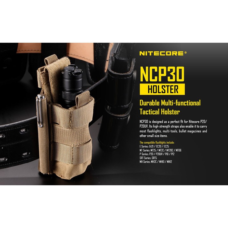EdisonBright Nitecore NCP30 Molle compatible flashlight/magazine cordura holster (Black) with