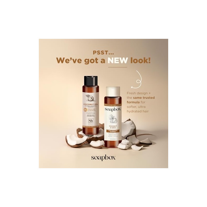 SoapBox Soaps Shampoo, Coconut Oil with Shea Butter, 3 Count