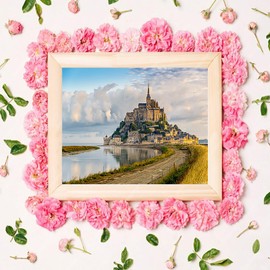 LAENAKR Painting Mont Saint Michel France Painting by Numbers DIY Unique Canvas Oil Painting Kit Digital Painting 16x20in