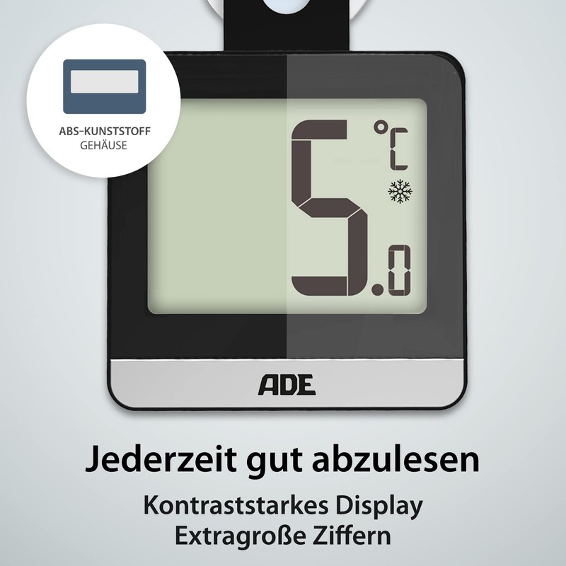ADE Digitales Kühlschrankthermometer | Thermometer für Gefrierschrank und Kühlschrank magnetisch