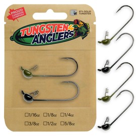 Tungsten 4 Anglers – 97% Pure Tungsten Shaky Jig Head | Ideal Jig for Catch Big Bass and Other Fish | 1/4oz. with #5/0 – 4-Pack/Bag (Black/Pumpkin) (1/4oz #5/0)