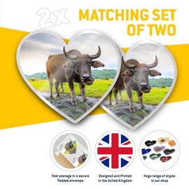 2 x Heart Stickers 7.5 cm - Carabao Buffalo Philippines Fun Decals for Laptops,Tablets,Luggage,Scrap Booking,Fridges, #3169