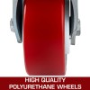 Polyurethane Caster Wheels 4 Inch Red Side Brake Ball Bearing