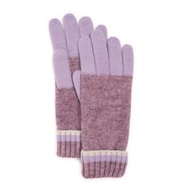 MUK LUKS Women's Ribbed Colorblock Gloves, Purple, OS