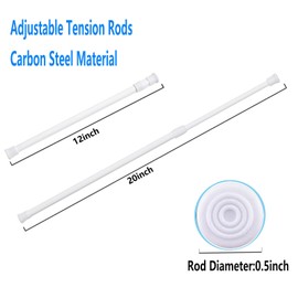 Paquete de 2 barras de tensión pequeñas de 12 a 20 barras de cortina de ancho extensible para ventana, clóset, utensilios de cocina y clóset sin taladrar ajustables