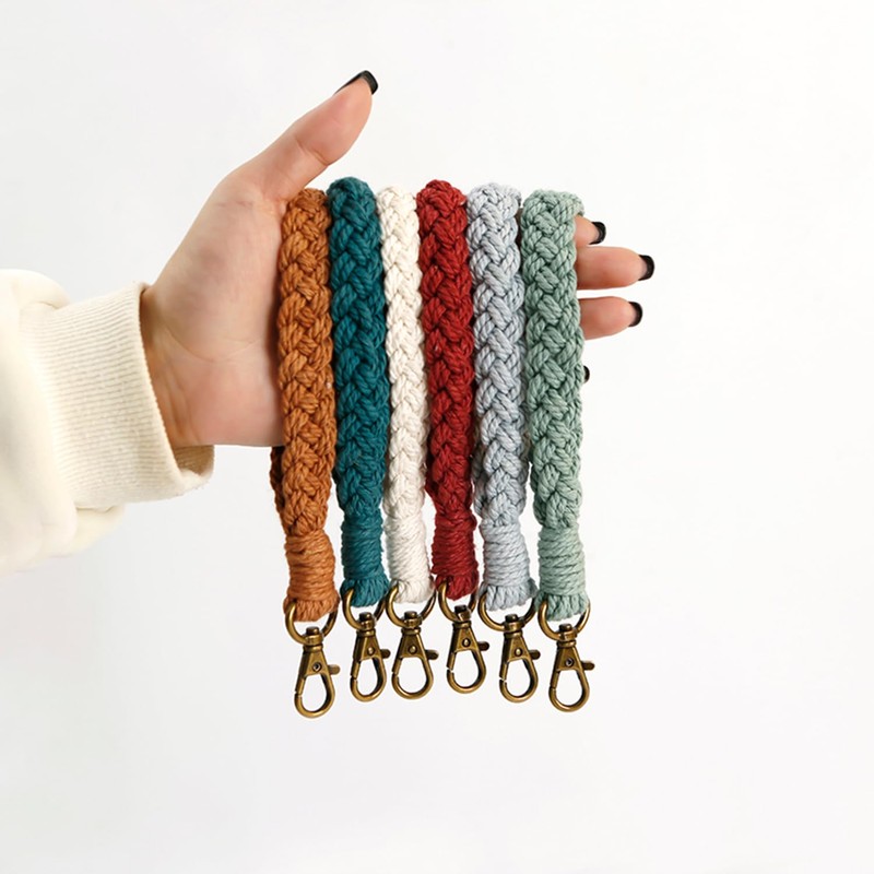 MORSUNBELA White Lanyard Universal Macrame Short Bracelet Hand Wrist Strap