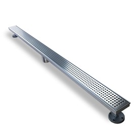 Neodrain 48-Inch Linear Shower Drain with Removable Quadrato Pattern Grate,Brushed 304 Stainless Steel Rectangle Shower Floor Drainr, Linear Drain with Leveling Feet,Hair Strainer
