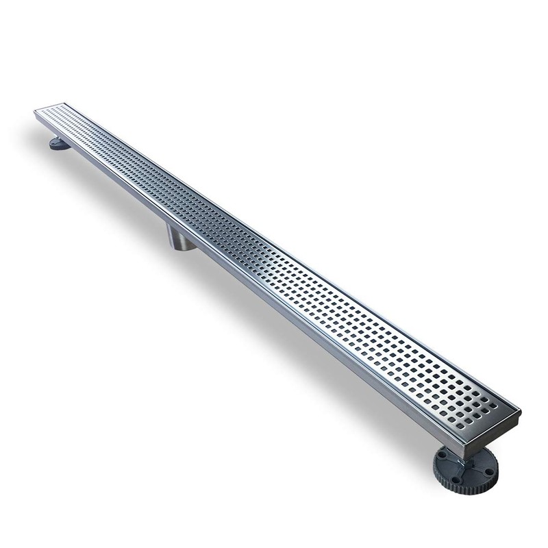 Neodrain 48-Inch Linear Shower Drain with Removable Quadrato Pattern Grate,Brushed