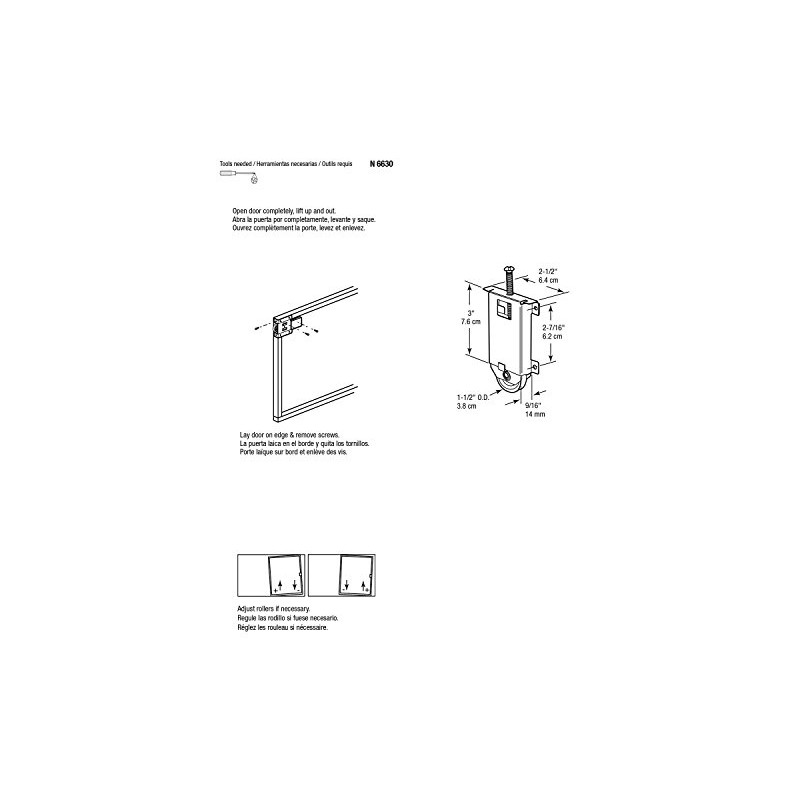 Prime-Line N 6630 Stamped Steel, Adjustable Mirror Door Roller Assembly,