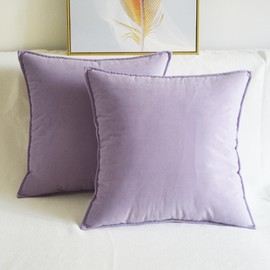 Lutanky Pack of 2 Velvet Cushion Covers Decorative Square Throw Pillow Case Soft Flanges Pillowcases for Sofa Bedroom with Invisible Zipper Taro Purple 45cm x 45cm 18 x 18 Inch