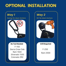 Heavy Duty Tailgate Net for Truck Bed 60'' x 18'' - Made from UV-Resistant Polyester, Complete Accessories - Fit for Full Size Truck, Pickup. Easy-to-use Tailgate Cargo Netting (Black)