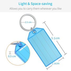 ZZHBSR Key Fobs, Pack of 32 Labelable Gift Tags, Plastic Key Tags Key Tags with Key Rings Key Label for Keys Suitcases Pets Marking