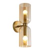 EFINEHOME Minimalist 2-Light Gold Wall Sconces with Cylinder Glass Shades-