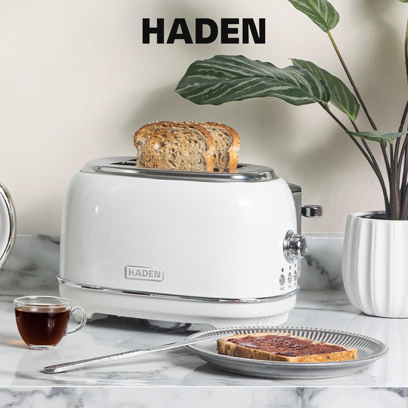 Haden Heritage 2-Slice Wide-Slot Toaster, Stainless-Steel Bread Toaster with Adjustable