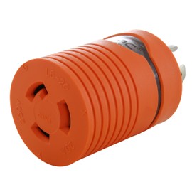 AC WORKS Orange 4Prong 20Amp 125/250Volt NEMA L14-20P Locking Plug to L6-20R 20Amp 250Volt Locking Female Connector Adapter