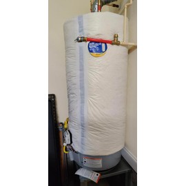 Rocky Mountain Goods Water Heater Blanket R10 - Saves Energy + Money - Fits Electric and Gas Water Heaters Up to 60 Gallons - Vinyl Tape for Easy Install - 3” Thick Fiberglass Insulation - 48” x 75”
