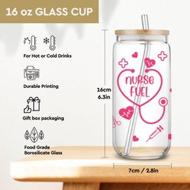 SEWSONG 16oz Ice Coffee Drinking Jars Nurse Gifts,2025 Thank You Gifts for Women Nurse,Best Appreciation Gift for Graduation, Week Easter Birthday, Practitioner RN Gifts-56