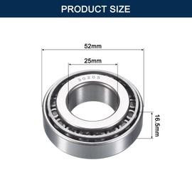HIPicco 2 Pack 30205 Tapered Roller Bearing Cone and Cup Set, 25mm Bore 52mm OD 16.5mm Cup Width, Chrome Steel Wheel Bearings, ABEC-3
