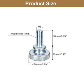 uxcell M6x16mm Knurled Thumb Screws,15pcs Carbon Steel Zinc Plated Flat Knurled Head Fully Threaded Thumb Screws Bolts Fastener