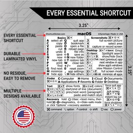 Synerlogic Mac OS Shortcuts Sticker for Air/Pro | Keyboard Stickers for macOS | Laminated Vinyl MacBook Cheatsheet | MacBook Shortcuts 2026 (White)
