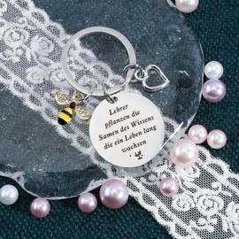 WRNZL Gift Teacher Christmas, Leaving Gift Teacher Gift, Teacher Gift, Leaving Gift Teacher, Thank You Gifts Small, Keyring Teacher, silver