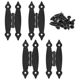 Murtenze 4 Pack 3.5 Inch Black Antique H Hinge Cold Rolled Steel Cabinet Hinge Flat Flush Mount Door Hinges Decorative Hinges for Cabinet Drawer Jewelry Box