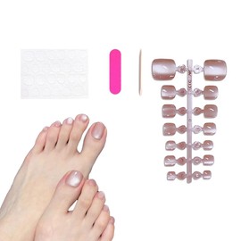 Auriselle 14 Stück Kristall Cat Eye Press On Zehennägel Glänzend Rosa Farbverlauf Quadratische Fake Zehennägel Mittel French Fingernägel Künstliche Nägel Für Frauen