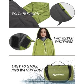 DUKUSEEK Waterproof Blanket Outdoor, Hooded Blanket Poncho - Large (79x56), Portable, Windproof Fleece Blankets for Cold Weather Camping, Picnic, Sports, Boat, Dogs, Festivals, Car, Emergency…