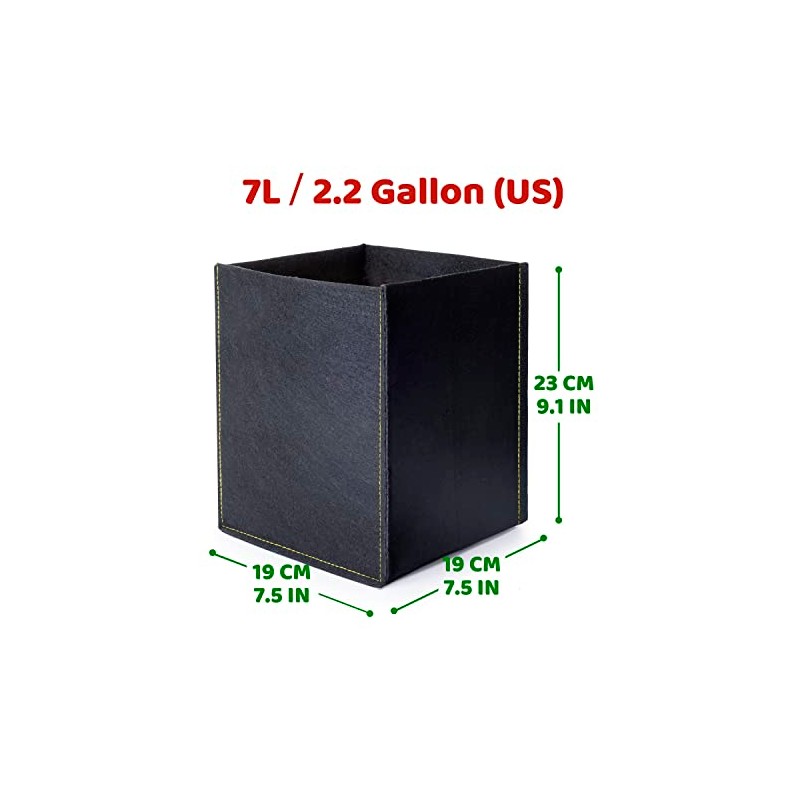 Growerz GrowPotz 7 Litre Square Grow Bags (Pack of 5)