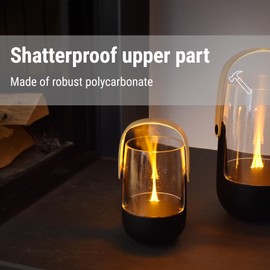 Stadler Form Aroma Diffuser & Lantern Sophie Little, with Rechargeable Battery up to 7 h, Indoor and Outdoor, Illuminated and Scented, Flame Effect, for Essential Oils, Black with Bamboo Handle