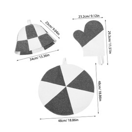 WOONEKY Thick Felt Sauna Hat with Gloves and Mat Water Absorbent Insulating Cap for Men and Women Heat Protection for Home and Professional Sauna Use