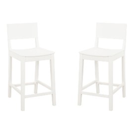 Linon White Benton Solid Rubberwood MidCentury Stool Set of 2, Counter Height