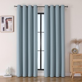 Flyfun Grommet Blackout Curtains for Bedroom and Living Room - 2 Panels Set Thermal Insulated Room Darkening Curtains (Aquamarine, 52W x 84L)
