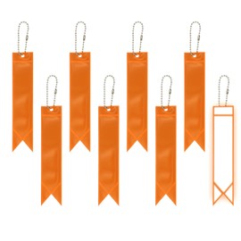 PATIKIL 8 Pcs Reflective Keychain, 7.7in Reflective Strips High Visibility Safety Keychain Tags Lanyards Pendants Bright Zipper Pulls Waterproof for Backpack Running Cycling, Orange Yellow
