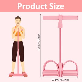 Flintronic Multifunction Resistance Training, 4 Tube Pedal Resistance Band, Sit-up Pull Rope Fitness, Tension Rope Sport Trainer, Tummy Trimmer, Home Gym Equipment, Pink
