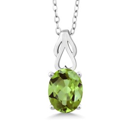 Gem Stone King Solitaire Pendant Necklace for Women | 925 Sterling Silver | 9X7MM Oval Gemstone Birthstone Necklace | With 18 Inch Silver Chain | Fine Jewelry Gifts for Her Mom Women Wife