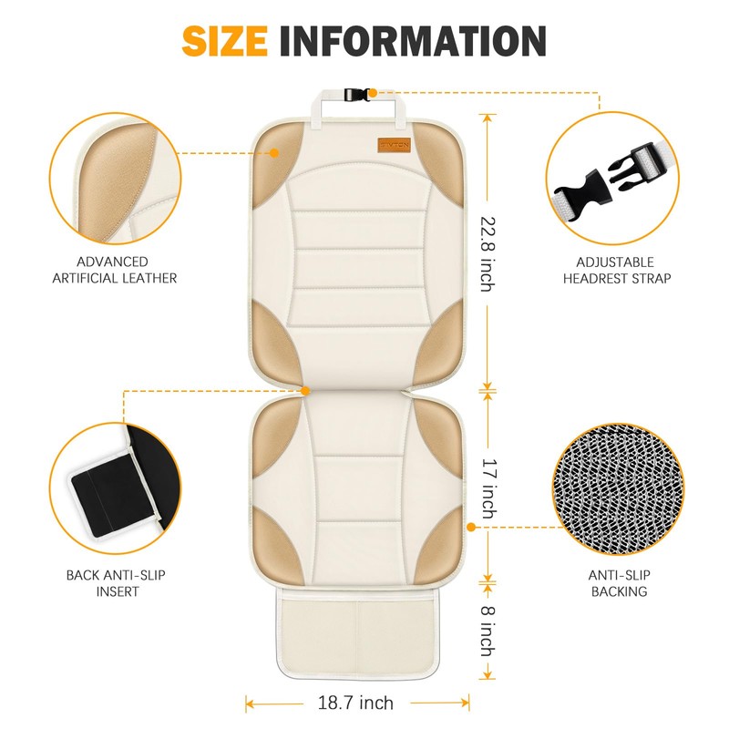 Siivton Car Seat Protector for Child, Cushion for Leather &