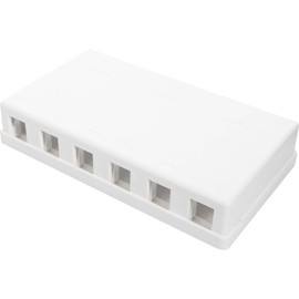 DIGITUS Junction Box - 6 Port - For Keystone Modules - Consolidation Point Surface-Mounted Housing - Network Socket - White