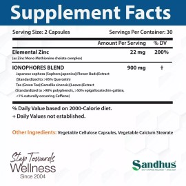 Sandhu BioZnQ -Zinc (Bio Zinc) with Quercetin for Immune Antioxidant 60 capsules