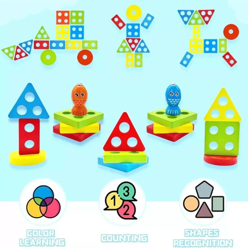 Torre Estimulacion Didactica Destreza Madera Montessori Bebe Primarios