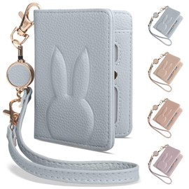 Shirizu Pass Case with Reel, Commuter Holder, Women's, Cute, Card Case, Key Holder, Reel, Thin Coin Case, Stylish, Commuter Wallet with Reel, 3D Animal, Bi-Fold Coin Purse, IC Card Case, Won't Fall Off (C Blue)