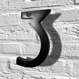 NACH Floating House Numbers, 4 inch Aluminum Black House Numbers for Outside - Number 3, Door Numbers with Mounting Hardware