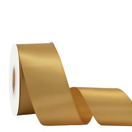 Yamkim Double Faced Polyester Old Gold Satin Ribbon 2 Inch 25 Yards Fabric Ribbons for Gift Wrapping Invitations Wedding Flower Bouquet and Sewing