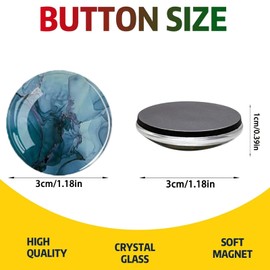 Glass Fridge Mangets,12Pcs Marble Texture Crystal Refrigerator Glass Magnets,Round Glass Fridge Decoration Suitable for Kitchen, Office Whiteboards, Cabinets