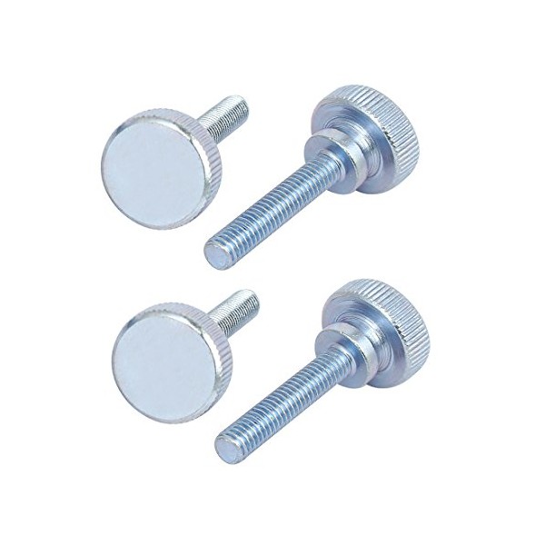 sourcingmap® M6x30mm Flat Knurled Head Fully Threaded Thumb Screws Bolts