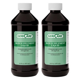 GeriCare High Potency Liquid Iron Supplement | Liquid Iron for Adults | for Anemia and Iron Deficiency | 220mg of Iron Per 5mL Dose. (Pack of 2)
