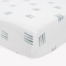 Little Unicorn Fitted Crib Sheet | Super Soft | Sized for Standard Baby Crib Mattress & Toddler Bed | Cozy Bedding Sheet for Boys and Girls | Machine Washable | 52” x 28” x 6” (Blue Stacks)