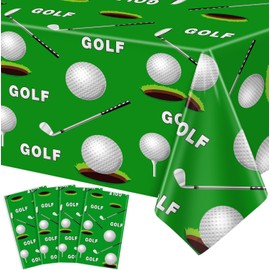4 Pack Golf Table Cloth Sport Party Decorations Sports Rectangle Tablecloth Golf Waterproof Table Covers for Birthday Picnic Sports Themed Party Stadium Supplies 51 x 86 in