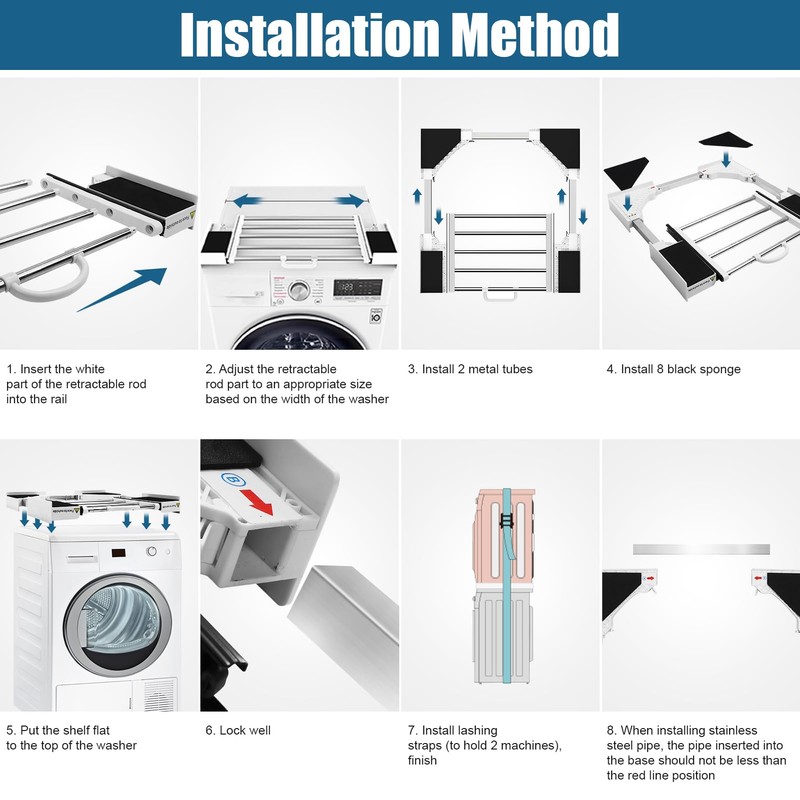 Washer Dryer Stacking Kit, Universal 29"/28"/27"/26"/25"/24" Washer and Dryer Stackable