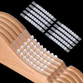132 Pcs Non Slip Rubber Clothes Hanger Grips, Clear Non-Slip Rubber Hanger Grips Adhesive Strips for Wood Hangers, Clear Adhesive Clothes Strips Grippers with Fins, Anti-Skid Grippers for Home, Store